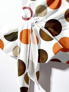 EMERY ROSE Set de 2 piezas con top de manga corta de cuello redondo con lunares casuales y pantalones holgados, talla grande, adecuado para primavera y otoño - Multicolor - Ver 6