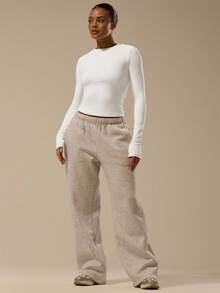 MUSERA ESSENTIALS Buttery Soft Long Sleeve Top Basic Casual Airport Holiday Back To School Winter Spring Summer - White - View 5