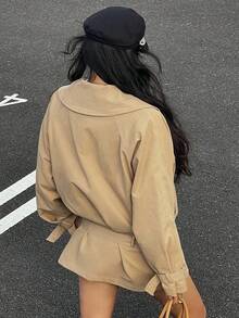 Livesso Women's Casual Turndown Collar Trench Coat, Autumn Jacket