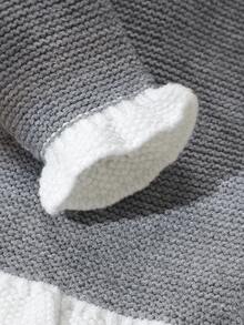 2pcs Baby/Toddler Grey Sweater Set - Long Sleeve Cardigan Jacket + Adorable Ruffled Hem & Cuff Beanie Hat