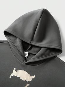 JNSQ Tween Boy Oversized Hoodie, Funny Number Print Long Sleeve Thick Fleece Sweatshirt, Suitable For Autumn, Winter Daily Wear, Outdoor Activities, Vacation, Streetwear, Party And Casual