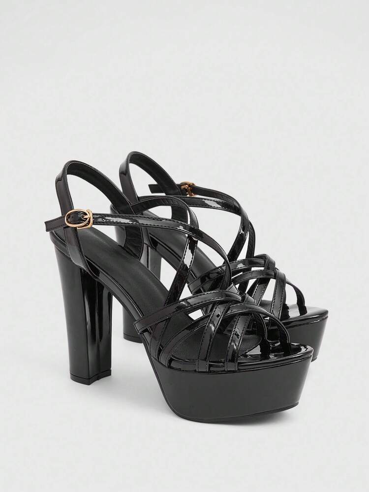 CUCCOO LuxiPop New European And American Hollow Thick Heel Fish Mouth Sexy Fashion Women's High Heel Sandals