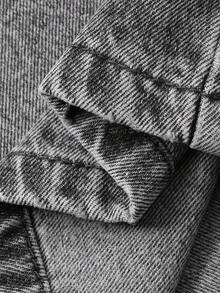 DAZY 女士宽松牛仔夹克，有领，直筒牛仔裤，休闲街头服饰套装