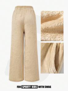 JNSQ Pantalon maxi casual en polaire épaisse et oversize pour préadolescentes, convient pour le port quotidien, les activités extérieures, les vacances, le streetwear, les fêtes et les loisirs