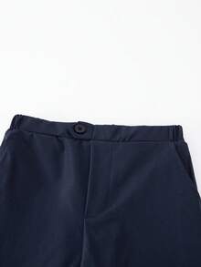 SHEIN 2 件套青少年男童春夏韩版修身正装西装，适合婚礼/派对/钢琴表演。宽松休闲不对称背心 + 直筒休闲裤，采用柔软亚麻面料制成，抗皱，时尚宽松廓形。 - 寶藍色 - 查看 6