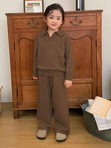 Dazy Kids 女童（幼儿）针织毛衣套装，秋季 - 棕色 - 查看 3