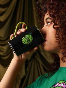 TEENAGE MUTANT NINJA TURTLES | SHEIN 400ml Cartoon Alphabet Printed Ceramic Mug (Microwave And Dishwasher Friendly) - Black - View 5