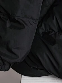 SHEIN CURVE+ 秋冬大码女款黑色连帽加厚棉服