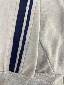 Resyla 大码女式休闲撞色条纹侧立领拉链保暖内衬卫衣，适合日常通勤和运动，秋冬季