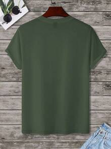 Manfinity Homme Men T-Shirts Fit Crew Neck Short Sleeve Eagle Casual Simple Summer Polyester Tee, Men Summer Tshirts - Multicolor - View 2