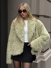 Aloruh Women's Fall/Winter Fluffy Thick & Warm Loose Fit Long SleeveFaux Fur Coat For Women Fashionable Loose Faux Fur Coat,New Short Outerwear