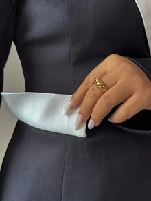 Elenzga 女士优雅拼色高端西装外套和喇叭裤两件套西装套装，适合商务、通勤和日常办公室穿着 - 彩色 - 查看 8