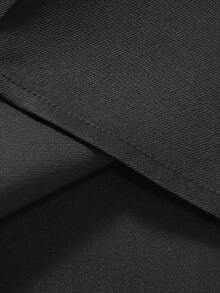 Manfinity Bizformal Men Solid Long Sleeve Stretch Wrinkle-Free Formal Shirt, Business Casual Button Down Black Dress Shirt, Fall, Ceremony - Black - View 6