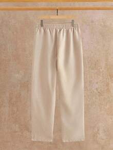 HIMLAND Set de 2 piezas de camisa y pantalón casual de bolsillo de unicolor de franela y lino para hombre, ropa de otoño