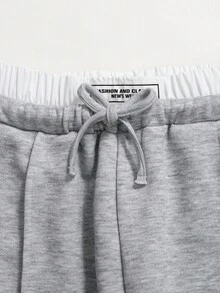 SHEIN Pantalones deportivos casuales holgados de punto con contraste de color para adolescentes