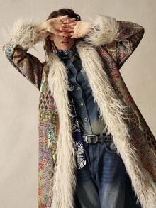 Bohemela Women's Retro Jacquard Faux Fur Coat, Fashionable For Autumn/Winter,Winter Clothes For Women - Multicolor - View 6
