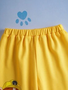 SHEIN | PAW Patrol 2 件套小男孩卡通小狗图案圆领长袖运动衫和长运动裤针织休闲运动服户外套装，黄色 - 黃色 - 查看 7