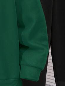 SHEIN Tween Boy 荧光绿色连帽衫和黑色宽松字母图案裤子 2 件套休闲运动服套装，适合户外、学校 - 墨綠色 - 查看 4