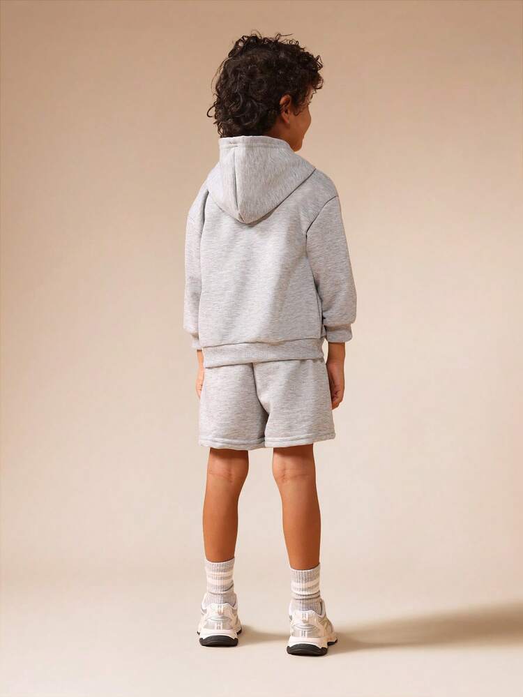 Hooded Sweatshirt With Centre Pocket And Matching Shorts