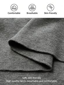 SHEIN MOOSTA Women's Casual Solid Color Half-Zip Knit Dress - Grey - View 7