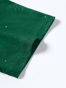 Manfinity Homme Men's Minimalist Round Neck Short Sleeve Silver Foil T-Shirt - Dark Green - View 6