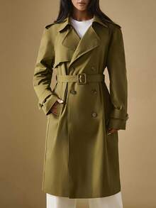 Briarwyn Women's Casual Commuter Solid Color Double-Breasted Trench Coat,Women's Winter Trench Coat,Autumn Outfits For Women,Old Money Style Women