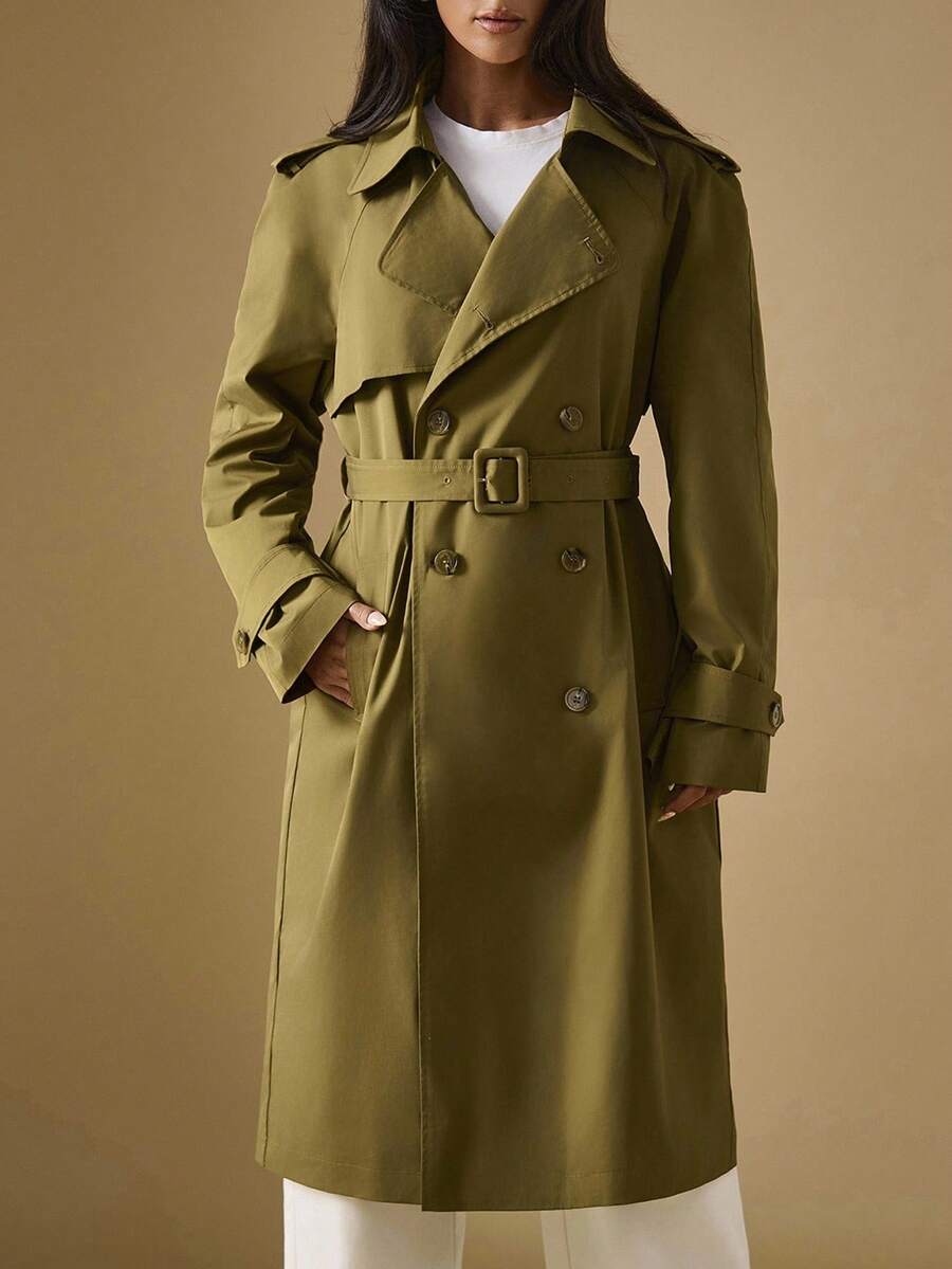 Briarwyn Women's Casual Commuter Solid Color Double-Breasted Trench Coat,Women's Winter Trench Coat,Autumn Outfits For Women,Old Money Style Women