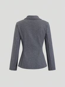 Sweetra Women's Solid Color Overcoat, Autumn/Winter - Dark Grey - View 2