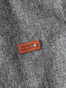 SHEIN 1 件 Tween 男童中式立领纯蓝色休闲短袖衬衫，春夏