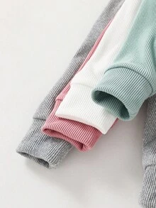 SHEIN Bộ 4 quần thun dệt kim màu trơn cho bé gái sơ sinh, đa năng cho mùa thu/đông - Nhiều màu - Xem 5