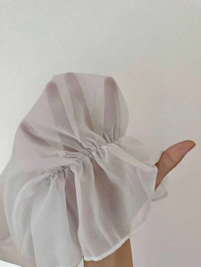 Sunspun 新款时尚设计提花拼接雪纺袖长袖改良中式旗袍裙带蕾丝蝴蝶结