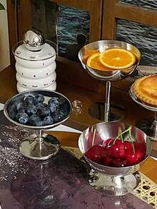 Cirelle 1 pieza Plato de postre, taza alta para helado de acero inoxidable, tazón para té de la tarde, pudín, taza de postre, platos lindos, candelabro, útiles escolares, regalo de Navidad - Plateado - Ver 13