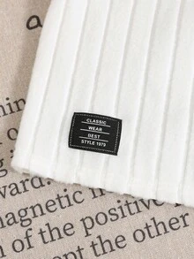 SHEIN Baby Boy/Girl Basic High Neck High Elasticity Ribbed Brushed Thermal Fitted Long Sleeve Top, Suitable For Winter Layering - White - View 6