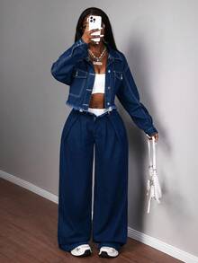 BamGleam 时尚性感女式牛仔夹克和外套 - 藍色 - 查看 6