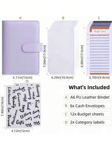 SHEIN 1 Pieza Carpeta organizadora de presupuesto de PU con estilo de macarrón, cuaderno creativo con bolsa con cremallera, organizador de dinero en efectivo y sobres de presupuesto con cremallera, mejor regalo