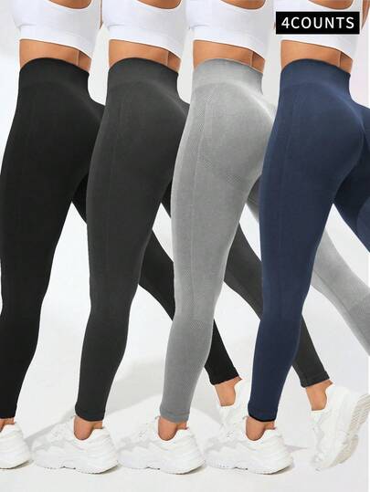 SHEIN Velisys Leggings sin costuras de cintura alta de unicolor para mujer
