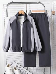 4 件套儿童编织运动套装，适合所有季节，充满活力和时尚，适合居家、户外活动和休闲穿着 - 彩色 - 查看 4