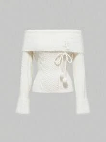 ROMWE Kawaii Women's Y2K Midriff Cropped Fuzzy Collar Sweater