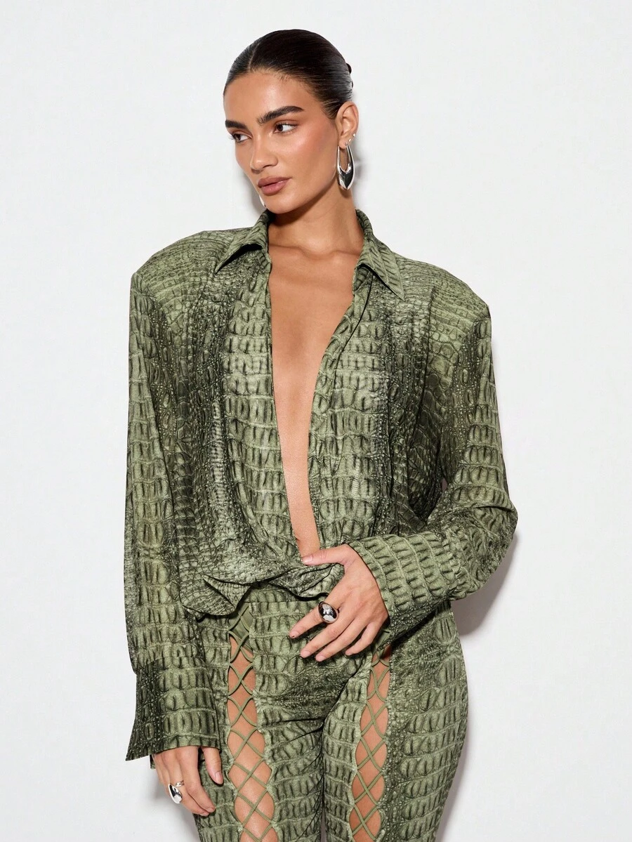 KIZN Long Sleeve Lace Up Leg Mock Neck Bodysuit Fall Winter Statement Piece Occasion Wear Draping Evening Party Holiday Club Wear