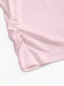 Rina Fox 女士休闲百搭纯色 T 恤，夏季 - 粉色 - 查看 4