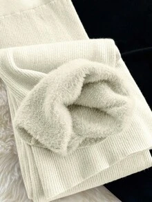 Franclia 高腰加厚保暖内衬宽松休闲修身针织裤，女士冬季款