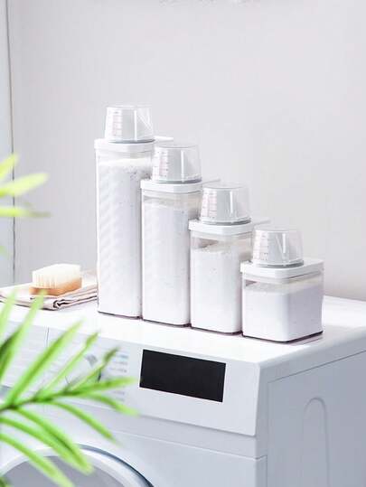 1 Pcs Acrylonitrile-Styrene Copolymer Storage Box, Minimalist Transparent Multifunction Laundry Detergent Storage Box With Measuring Cup For Household. Fall Decor,Christmas Decorations Boys Backpack, Halloween, Backpack School. Clear Backpack, School, Halloween Costume.