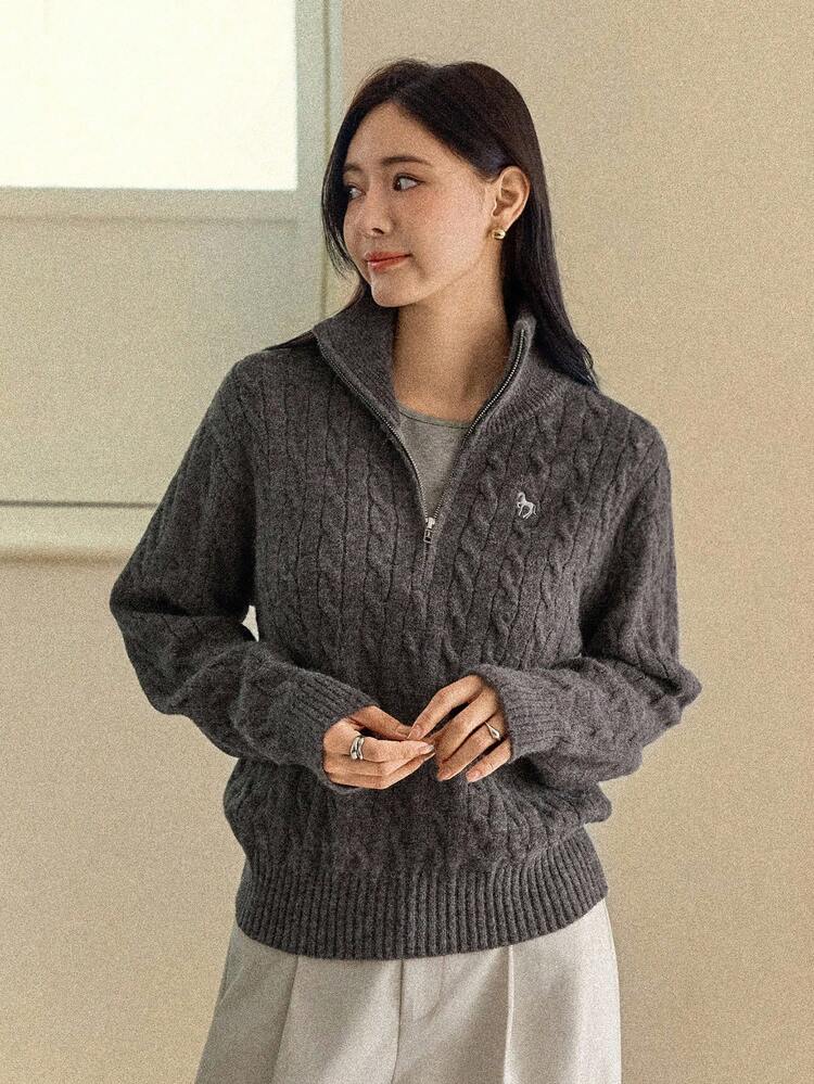 Women's Casual Loose Half-Zip Sweater, New Autumn Collection Business Casual Woman