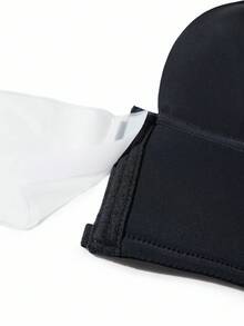 1pc Women's Strapless, Adjustable, Minimalist Wireless Bra - Black - View 8