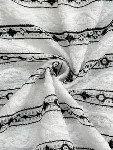 GlowEve 女式休闲全身印花宽松圆领长袖 T 恤，秋季 - 黑與白 - 查看 7