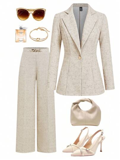 Ellevyn Elegant affärskavaj för kvinnor, mångsidig för pendling, med foder, höst/vinter business casual set för kvinnor, business casual lärarkläder för kvinnor, höstkläder för kvinnor