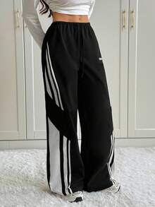 SHEIN Tall Pantalon parachute blocs de couleurs pour femmes, pantalon cargo, tenue de sortie et de concert pour le printemps et l'été