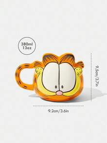 GARFIELD | SHEIN 380ml Cartoon Cat Ceramic Mug, For Coffee & Tea, Gifts - Yellow - View 4