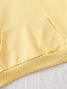 Tween Girl Casual Cute Pink Bow Embroidered Sweatshirt - Yellow - View 4