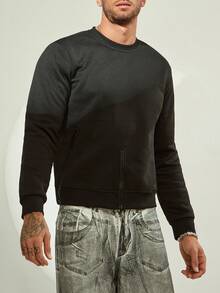FeverCity Men's Casual Solid Color Zip-Up Sweatshirt, Autumn/Winter - Black - View 6